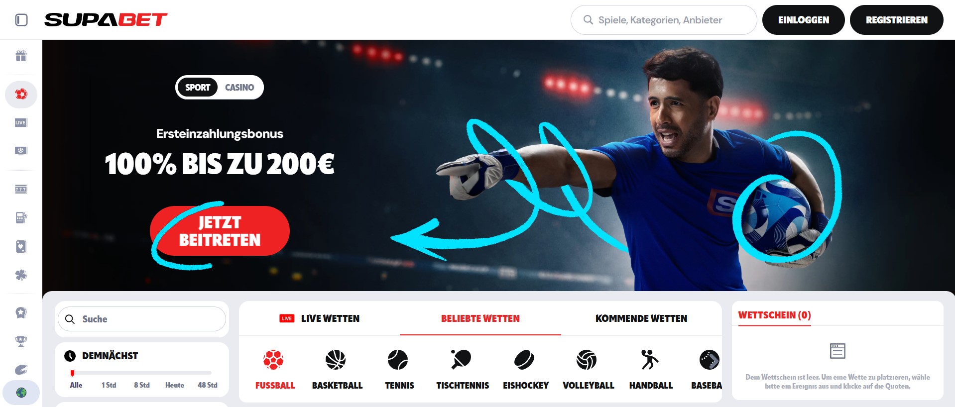 Als spezialisierter Wettanbieter ohne OASIS ist Supabet der einzige Anbieter in diesem Vergleich mit einem Accumulator Boost für kombinierte Sportwetten, was die Gewinnchancen deutlich erhöht.