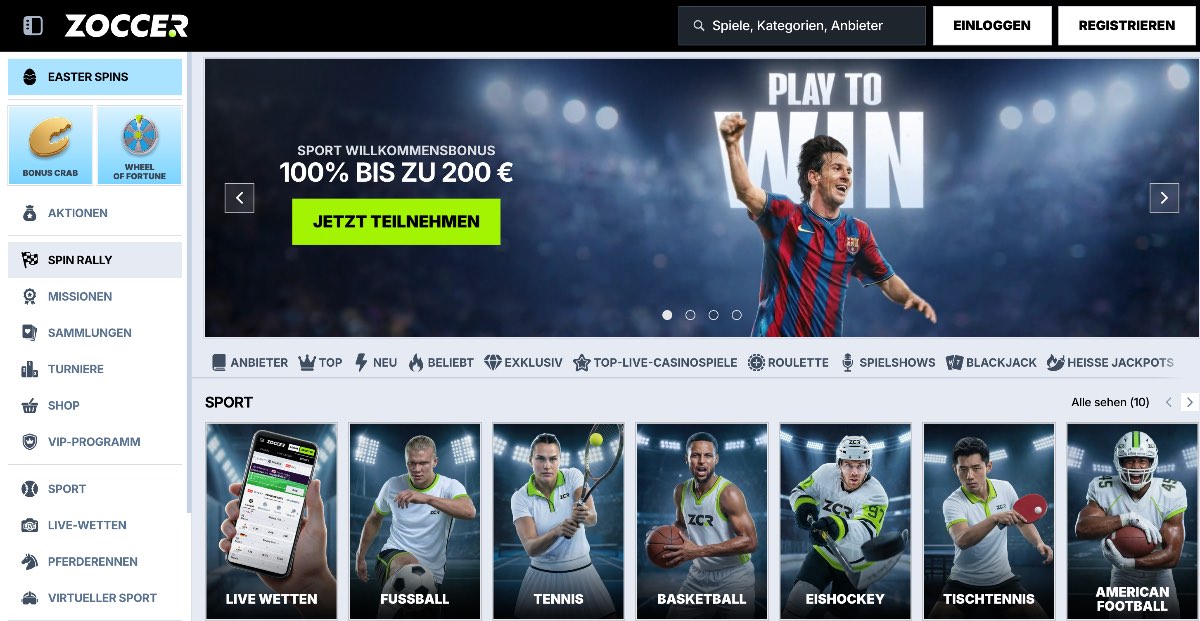 Zoccer überzeugt als erstklassiger Wettanbieter ohne OASIS durch das größte Gesamtangebot mit über 9.600 Spielen und einem nahtlos integrierten Sportbook für maximale Abwechslung.